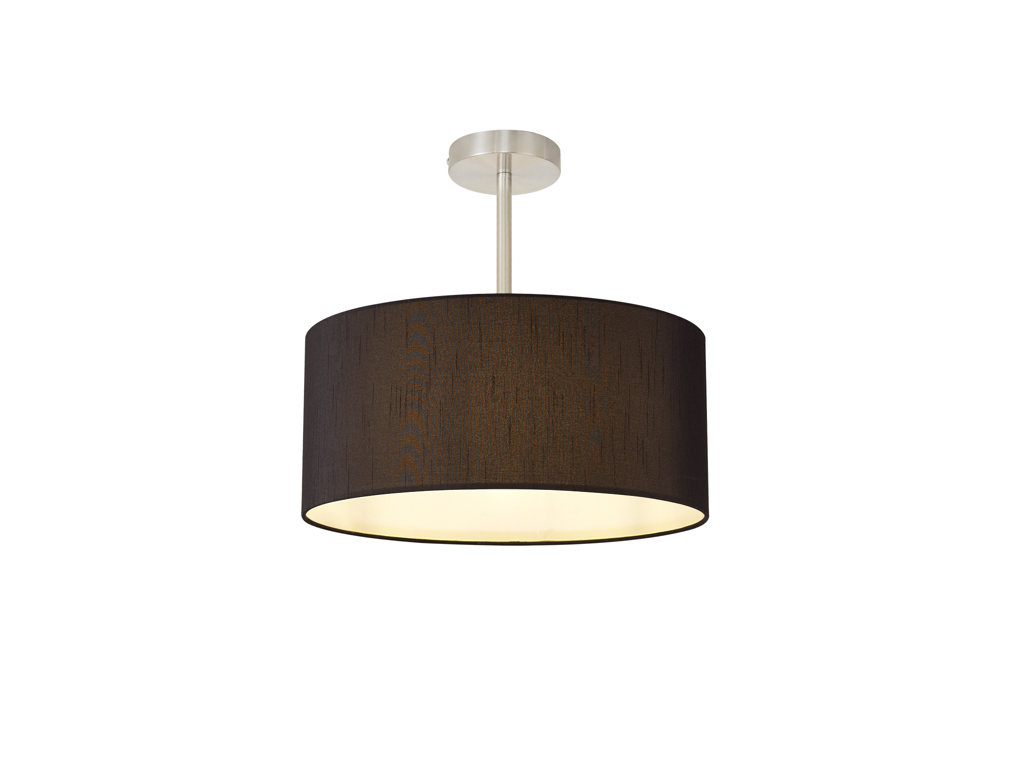 Baymont 40cm Semi Flush 1 Light Satin Nickel, Black DK0253  Deco Baymont